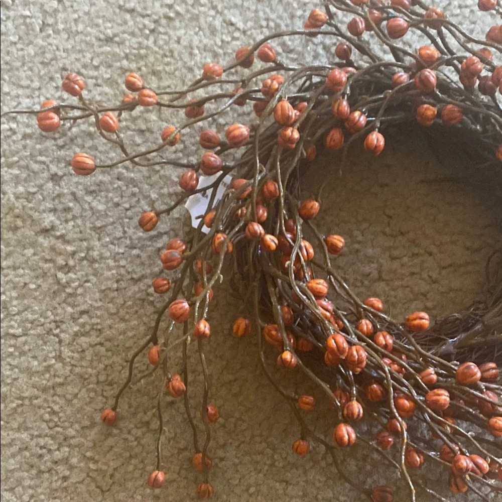 Faux Floral Orange and Brown Accent Wreath
